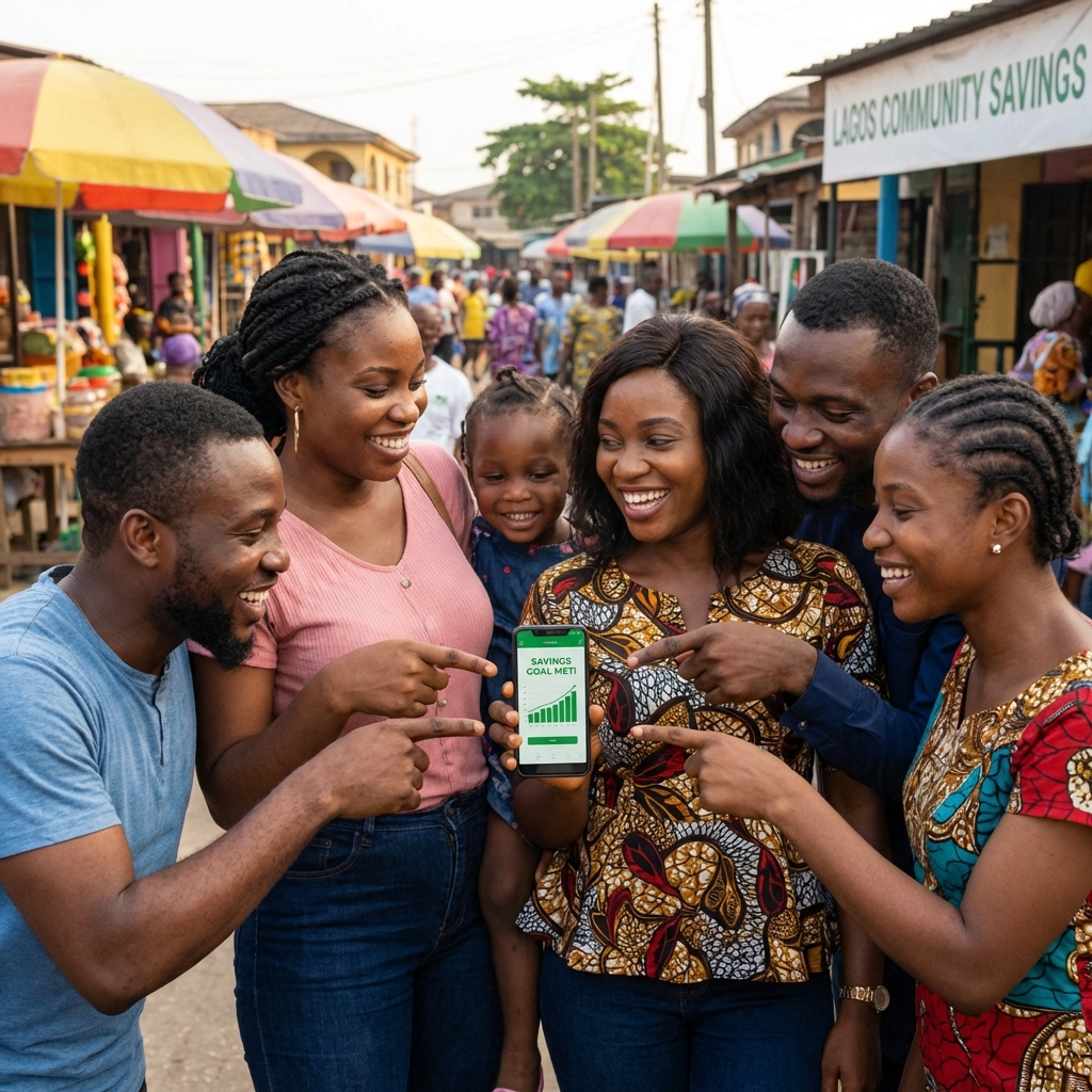 Happy community saving together